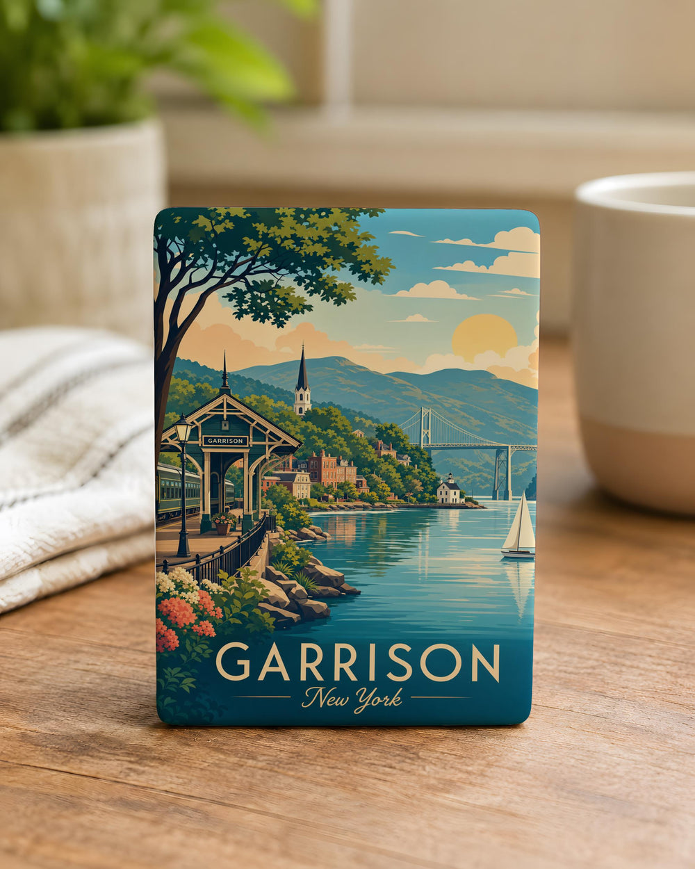 Garrison NY Fridge Magnet, Garrison New York Souvenir Magnet, Hudson Valley Travel Gift, Scenic Landmark Keepsake Magnet