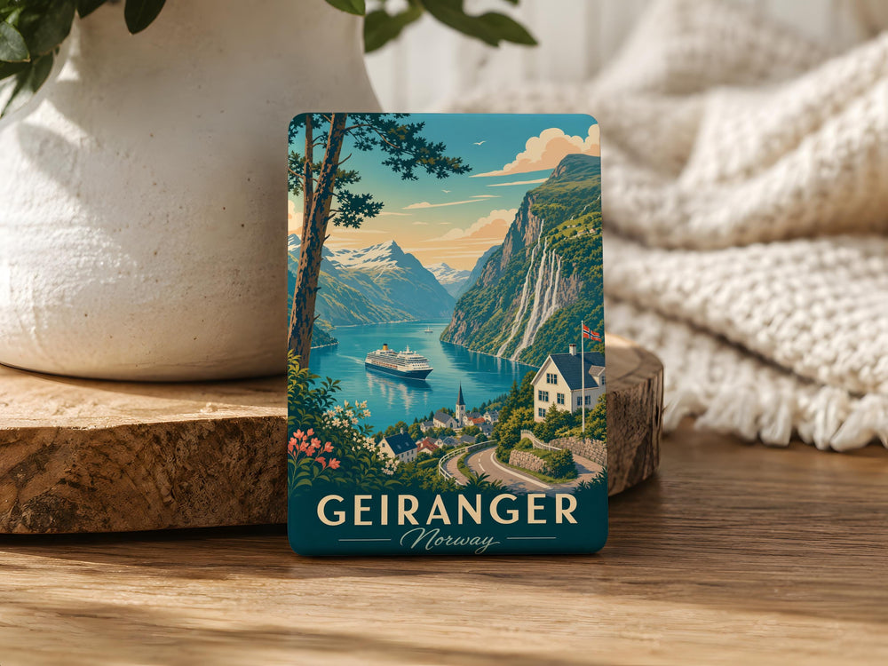 Geiranger Norway Fridge Magnet, Geirangerfjord Scenic Souvenir Magnet, Norwegian Fjord Travel Gift, Norway Vacation Keepsake