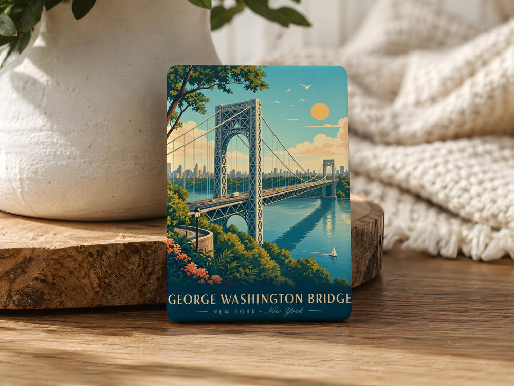 George Washington Bridge Fridge Magnet, New York City Landmark Souvenir, Hudson River Bridge Travel Gift