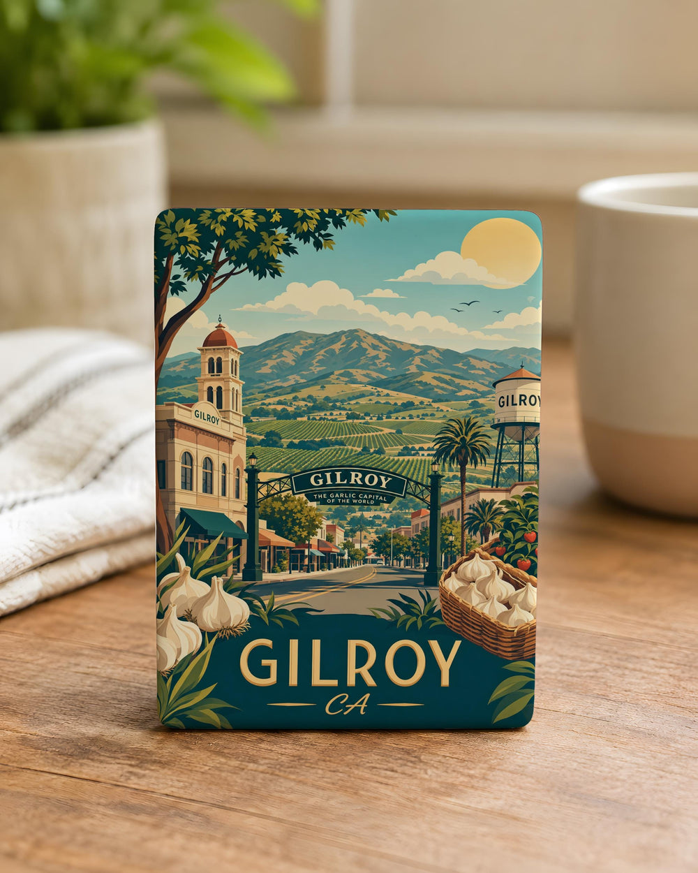 Gilroy CA Fridge Magnet, Gilroy California Souvenir Magnet, Garlic Capital of the World Travel Keepsake Magnet