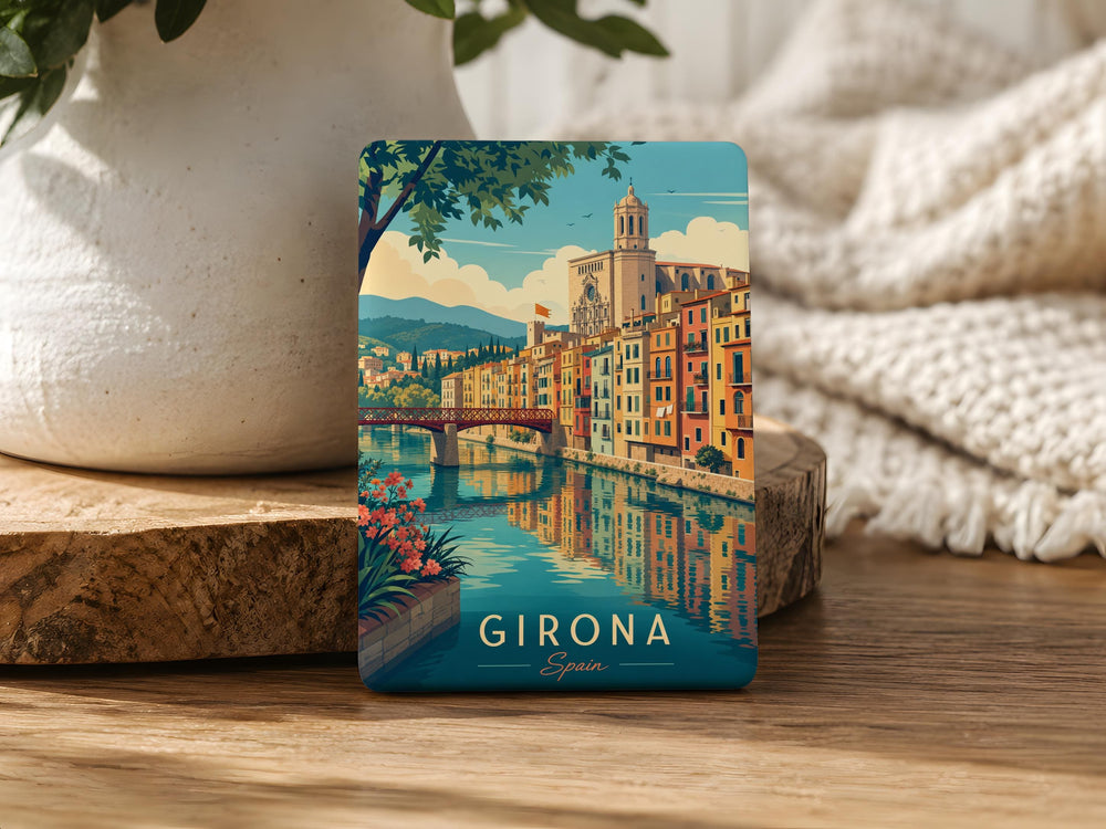 Girona Spain Fridge Magnet, Girona City Souvenir Magnet, Catalonia Travel Keepsake, Spain Vacation Gift, Girona Landmark Magnet