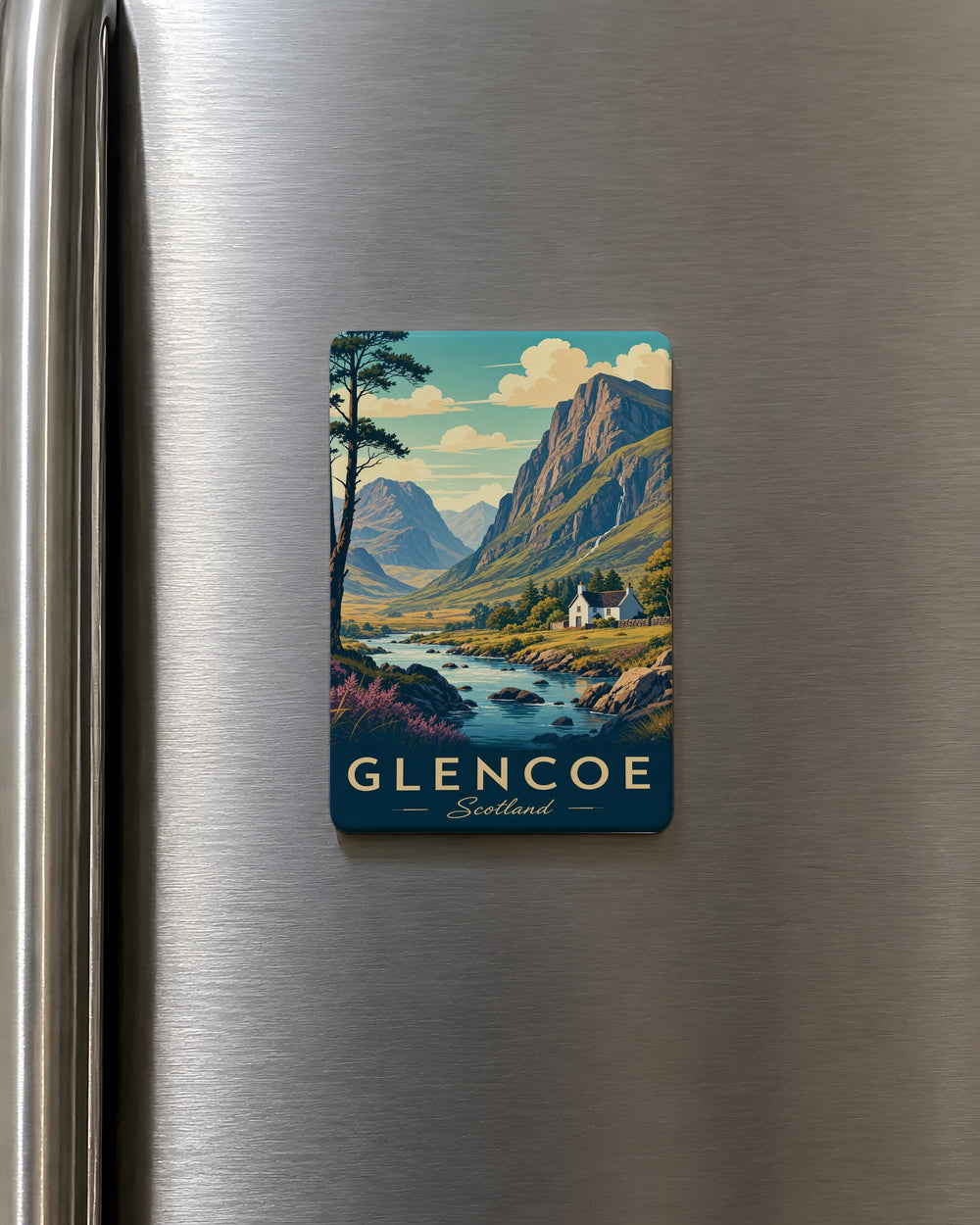 Glencoe Scotland Fridge Magnet, Scottish Highlands Mountain Valley Souvenir Magnet, Glencoe Travel Gift, Scotland Keepsake Magnet