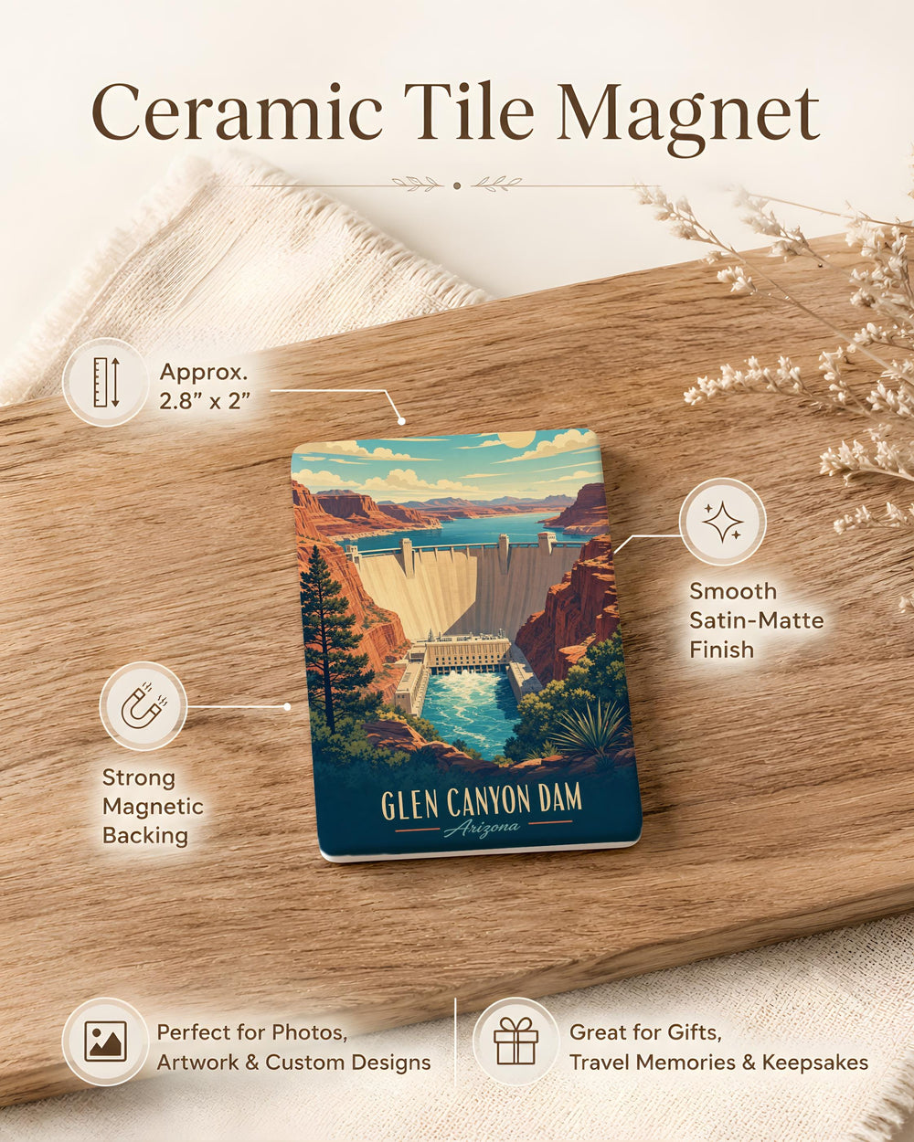 Glen Canyon Dam Fridge Magnet, Page Arizona Landmark Souvenir, Colorado River Dam Travel Keepsake Magnet