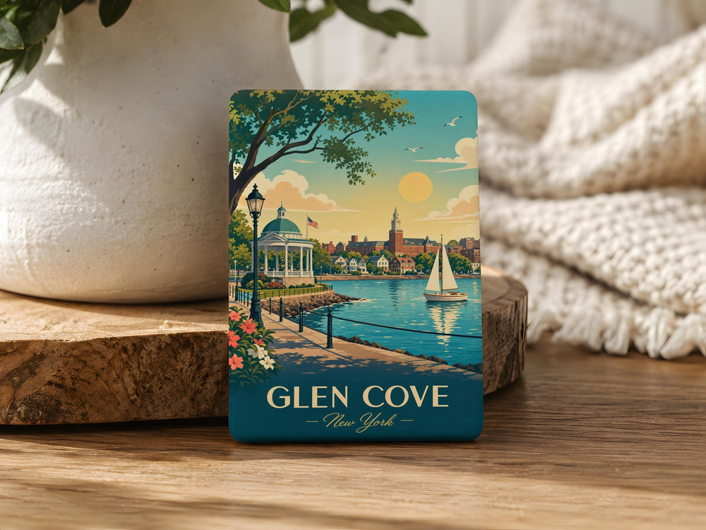 Glen Cove NY Fridge Magnet, Glen Cove New York Souvenir Magnet, Long Island Travel Gift, Nassau County Keepsake Magnet