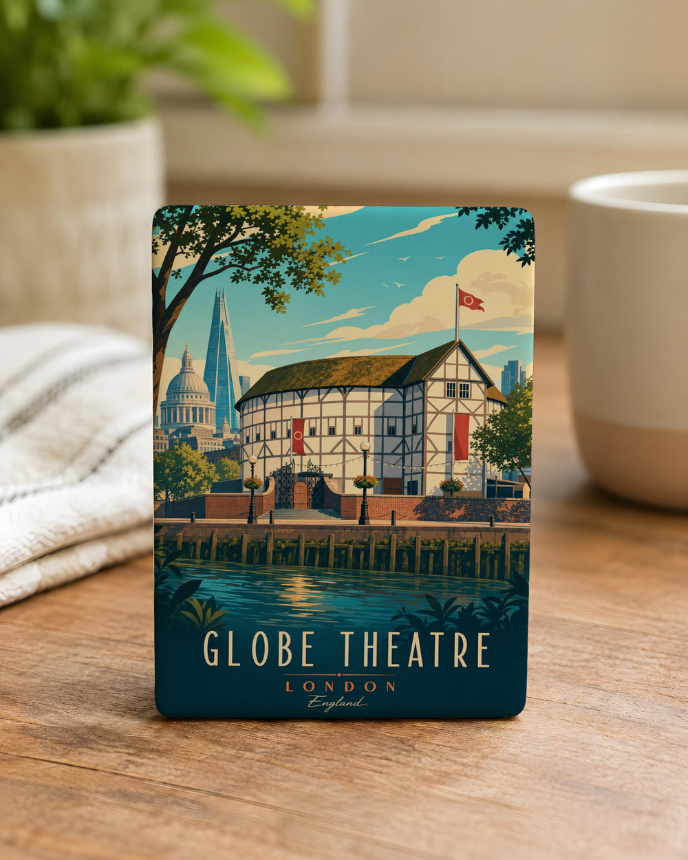 Globe Theatre Fridge Magnet, Shakespeare Playhouse Souvenir Magnet, London Theatre Landmark Magnet, Stage & Performance Gift