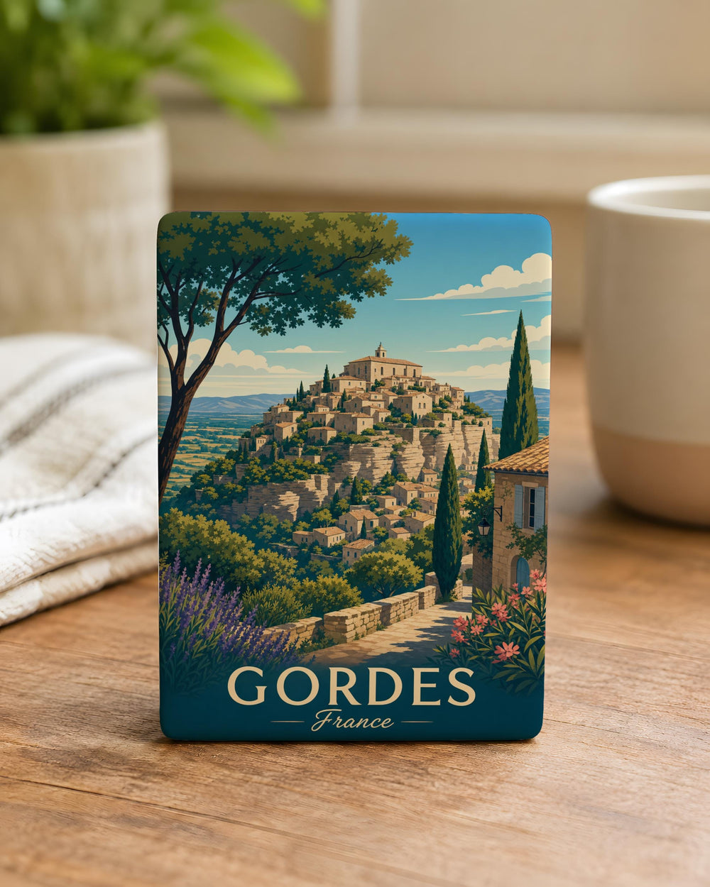 Gordes France Fridge Magnet, Provence Hilltop Village Souvenir, French Travel Landmark Kitchen Magnet