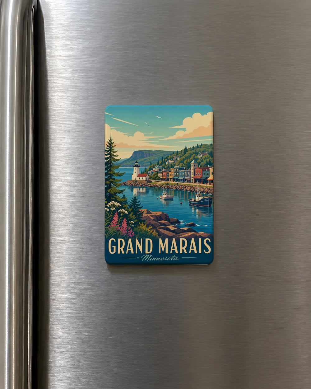 Grand Marais Minnesota Fridge Magnet, Grand Marais MN Souvenir Magnet, North Shore Lake Superior Travel Keepsake Magnet