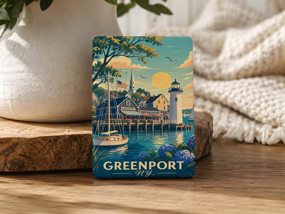 Greenport NY Fridge Magnet, Greenport New York Souvenir Magnet, Long Island Travel Keepsake Magnet, Coastal Town Gift