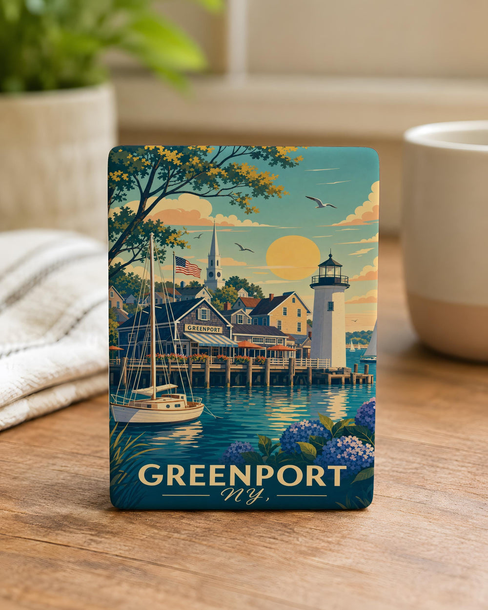 Greenport NY Fridge Magnet, Greenport New York Souvenir Magnet, Long Island Travel Keepsake Magnet, Coastal Town Gift
