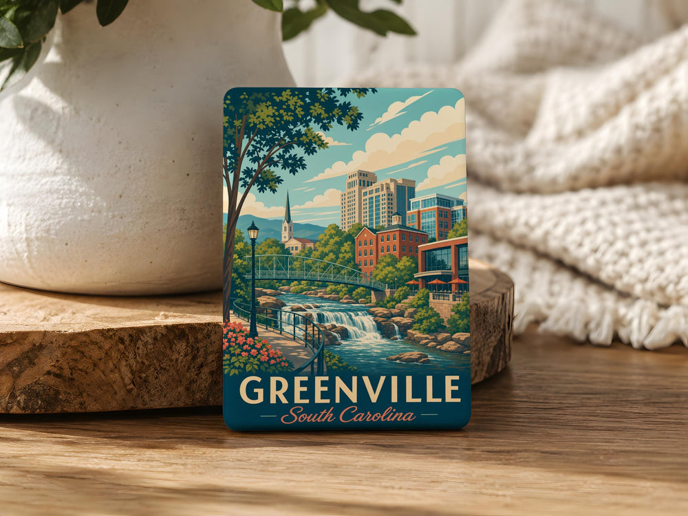 Greenville South Carolina Fridge Magnet, Greenville SC Souvenir Magnet, South Carolina Travel Keepsake Refrigerator Magnet
