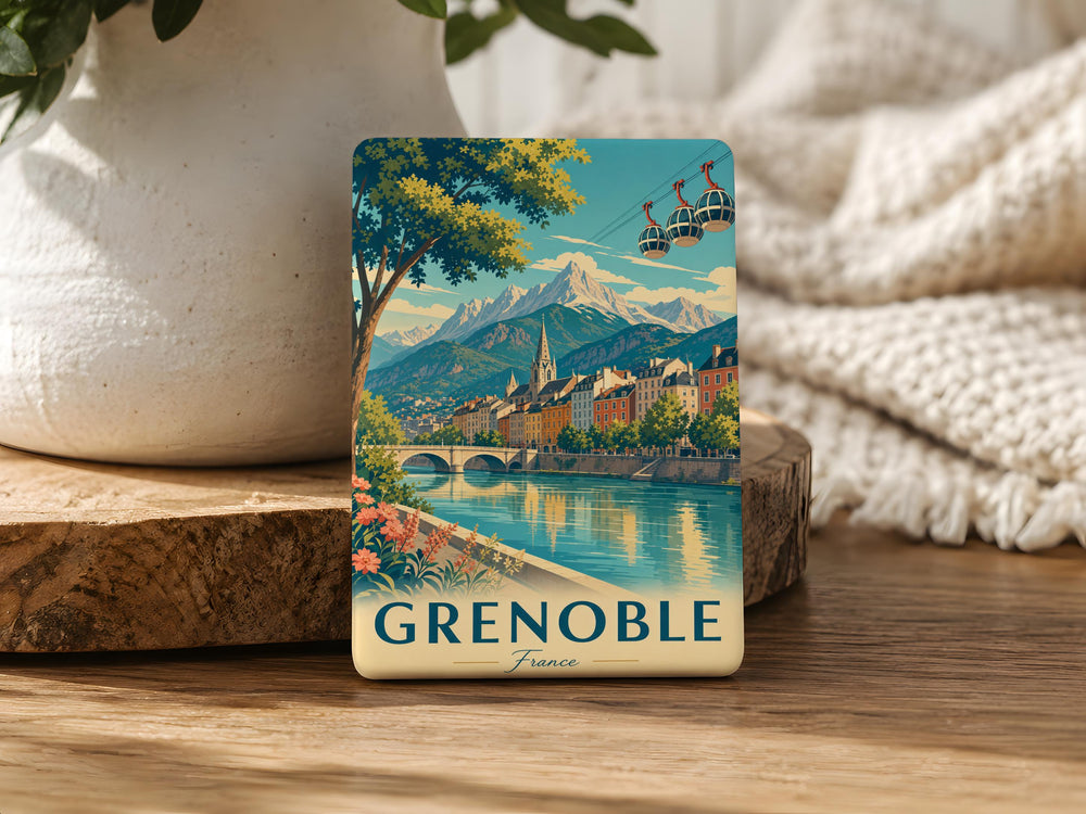 Grenoble France Fridge Magnet, Grenoble Souvenir Magnet, French Alps City Travel Gift, Grenoble Landmark Keepsake Magnet