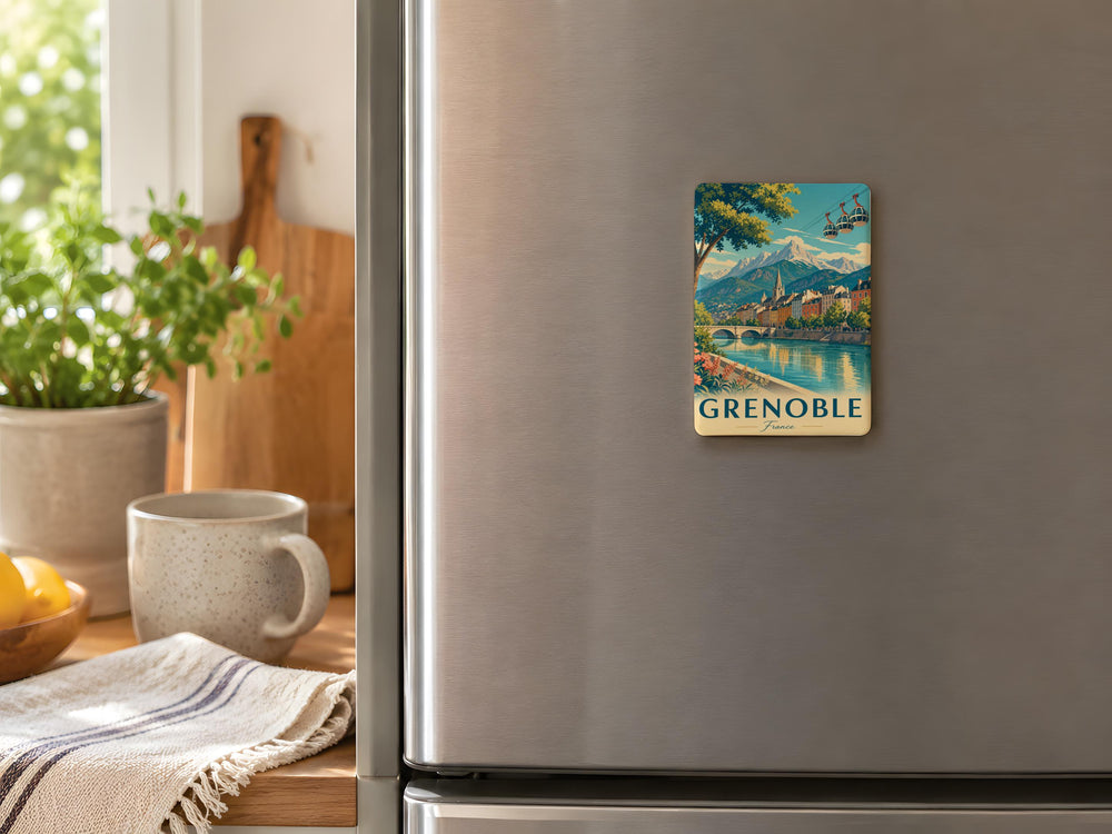 Grenoble France Fridge Magnet, Grenoble Souvenir Magnet, French Alps City Travel Gift, Grenoble Landmark Keepsake Magnet
