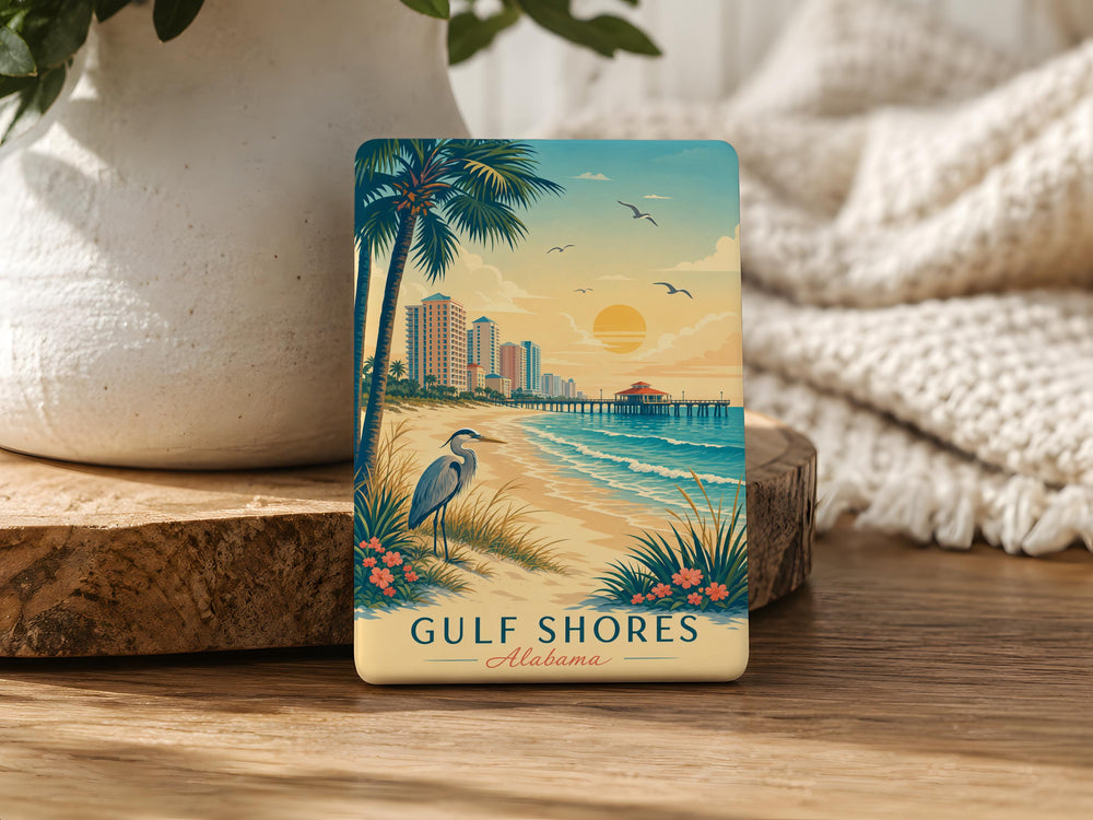 Gulf Shores Alabama Fridge Magnet, Gulf Coast Beach Souvenir Magnet, Alabama Vacation Travel Keepsake Magnet