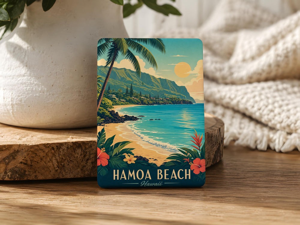 Hamoa Beach Fridge Magnet, Maui Hawaii Beach Scene Souvenir Magnet, Tropical Ocean Shore Travel Gift