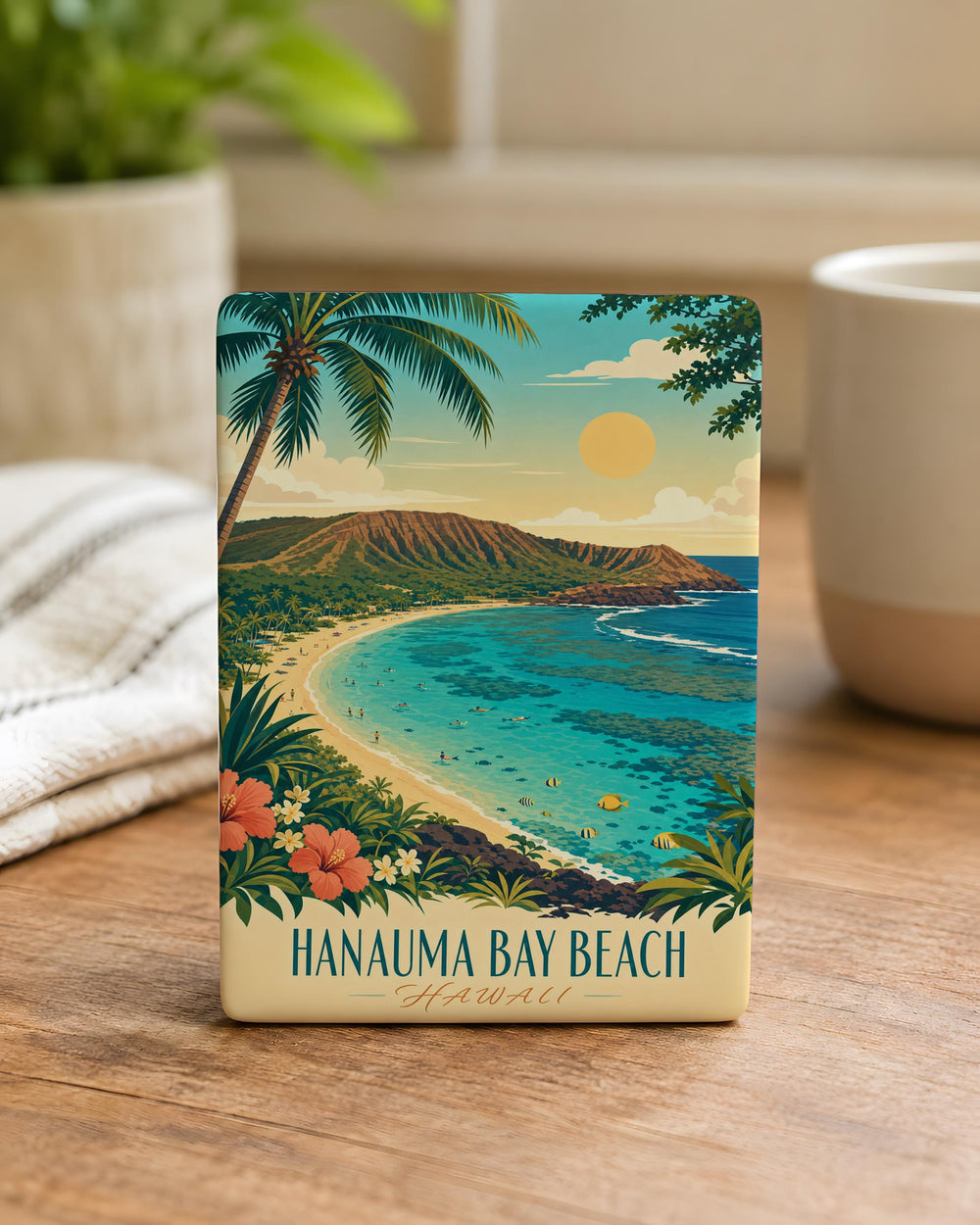 Hanauma Bay Beach Fridge Magnet, Oahu Hawaii Souvenir Magnet, Tropical Beach Travel Gift, Island Vacation Keepsake