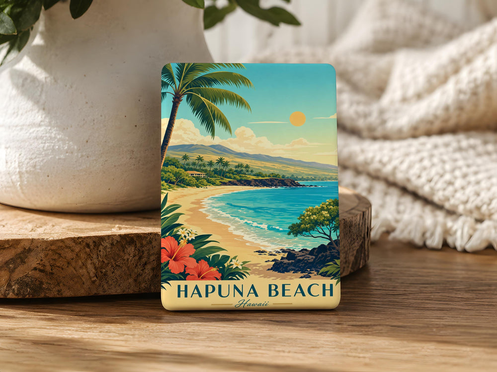 Hapuna Beach Fridge Magnet, Hawaii Beach Souvenir, Big Island Coastal Landmark Gift, Tropical Ocean Shore Travel Keepsake
