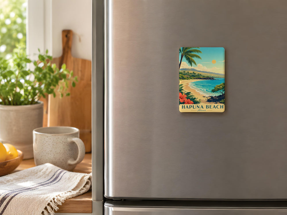 Hapuna Beach Fridge Magnet, Hawaii Beach Souvenir, Big Island Coastal Landmark Gift, Tropical Ocean Shore Travel Keepsake