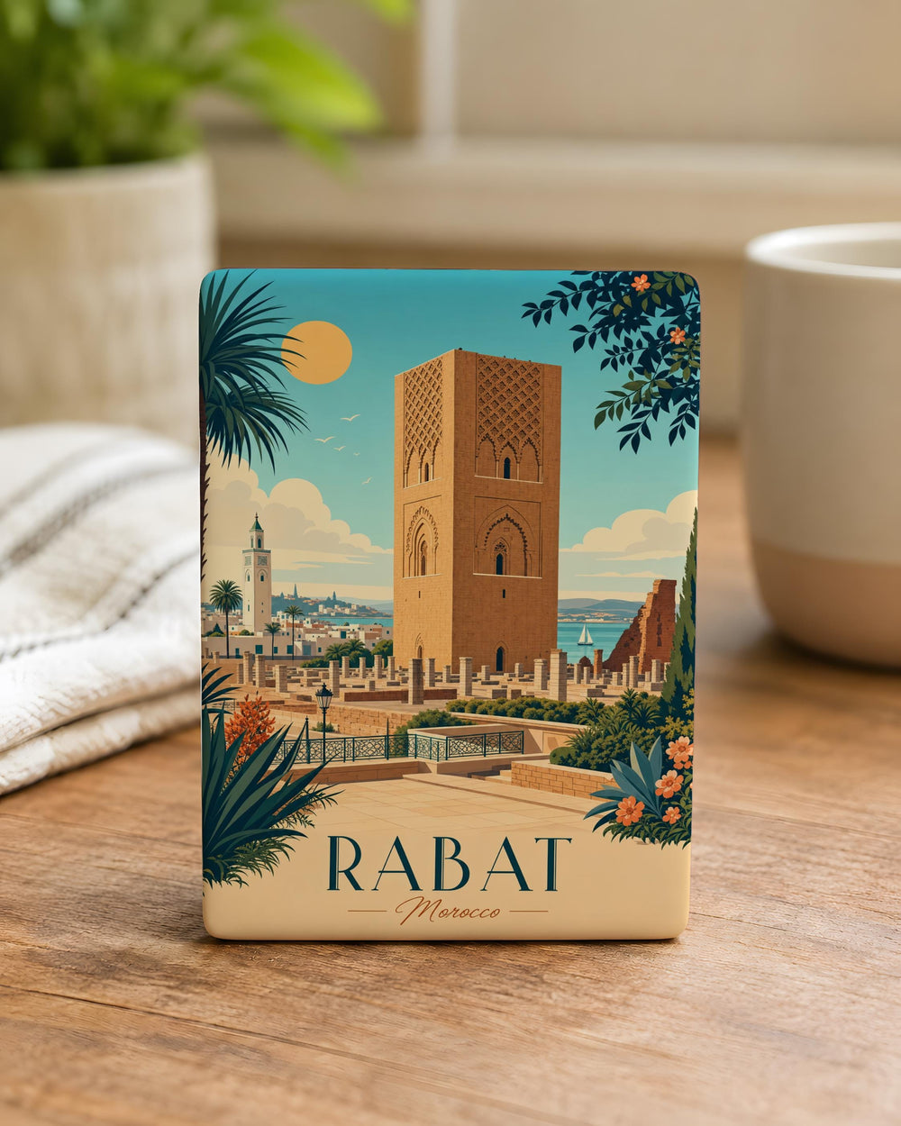 Hassan Tower Fridge Magnet, Rabat Morocco Landmark Souvenir Magnet, Historic Tower Travel Gift Kitchen Decor