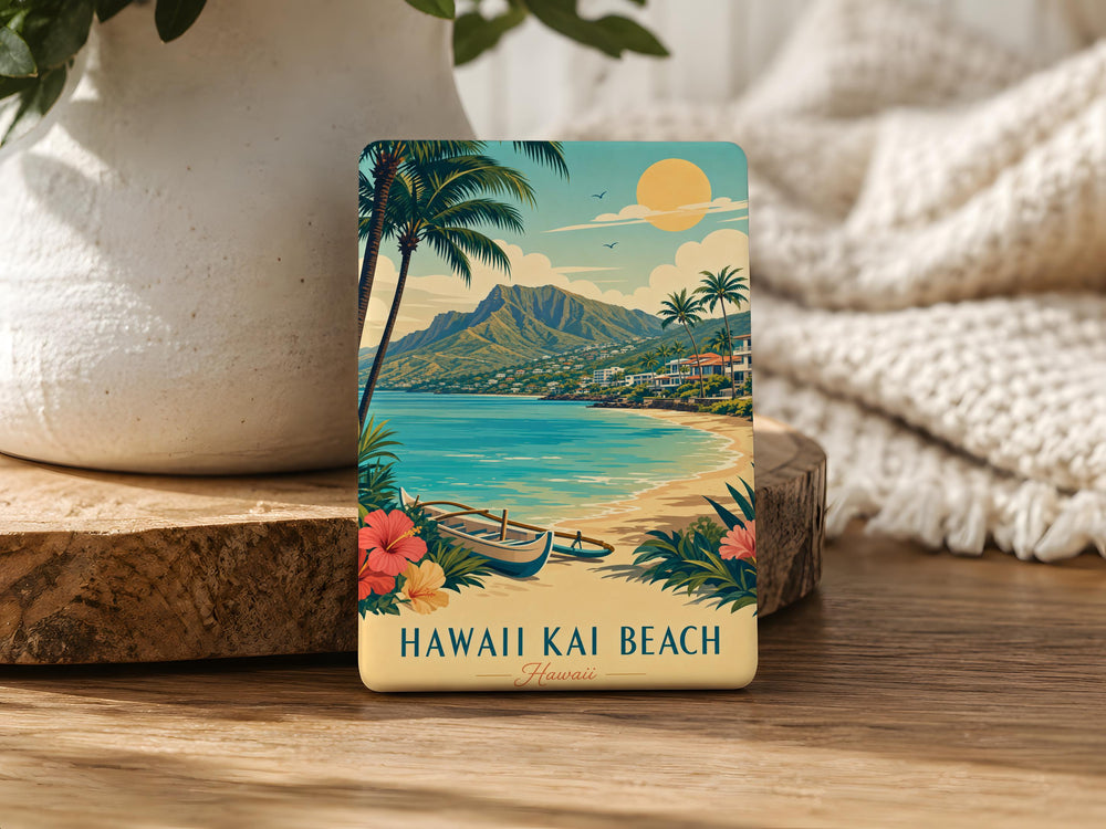 Hawaii Kai Beach Fridge Magnet, Hawaii Coastal Scene Souvenir Magnet, Oahu Beach Gift, Tropical Island Vacation Keepsake Magnet