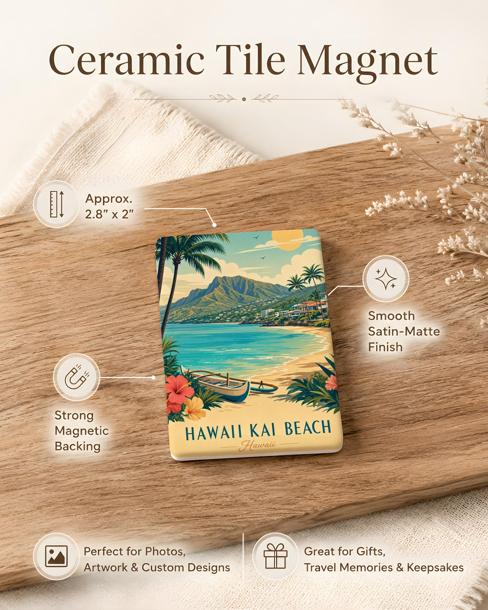 Hawaii Kai Beach Fridge Magnet, Hawaii Coastal Scene Souvenir Magnet, Oahu Beach Gift, Tropical Island Vacation Keepsake Magnet