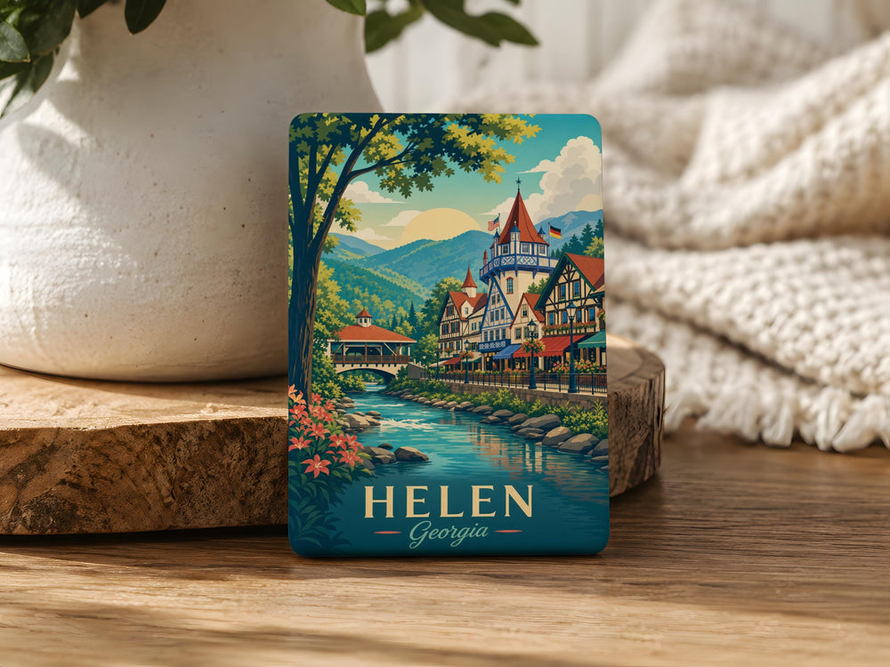 Helen Georgia Fridge Magnet, Helen GA Souvenir Magnet, Alpine Village Landmark Gift, Georgia Travel Keepsake Magnet