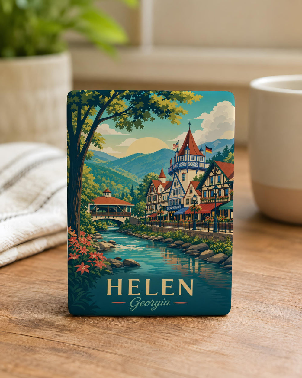 Helen Georgia Fridge Magnet, Helen GA Souvenir Magnet, Alpine Village Landmark Gift, Georgia Travel Keepsake Magnet