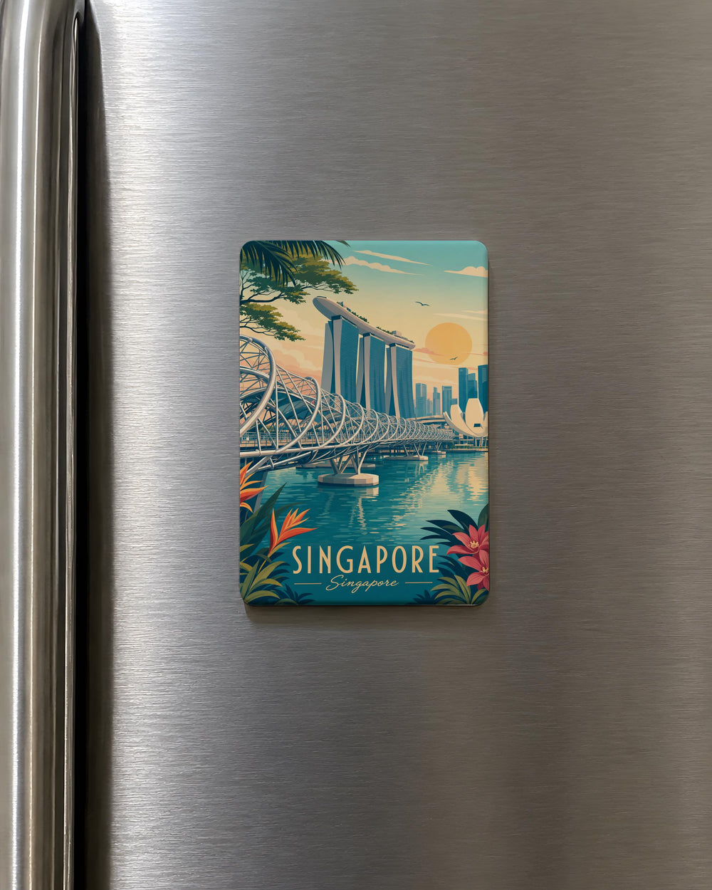 Helix Bridge Singapore Fridge Magnet, Singapore Landmark Souvenir Magnet, Marina Bay Travel Gift Magnet
