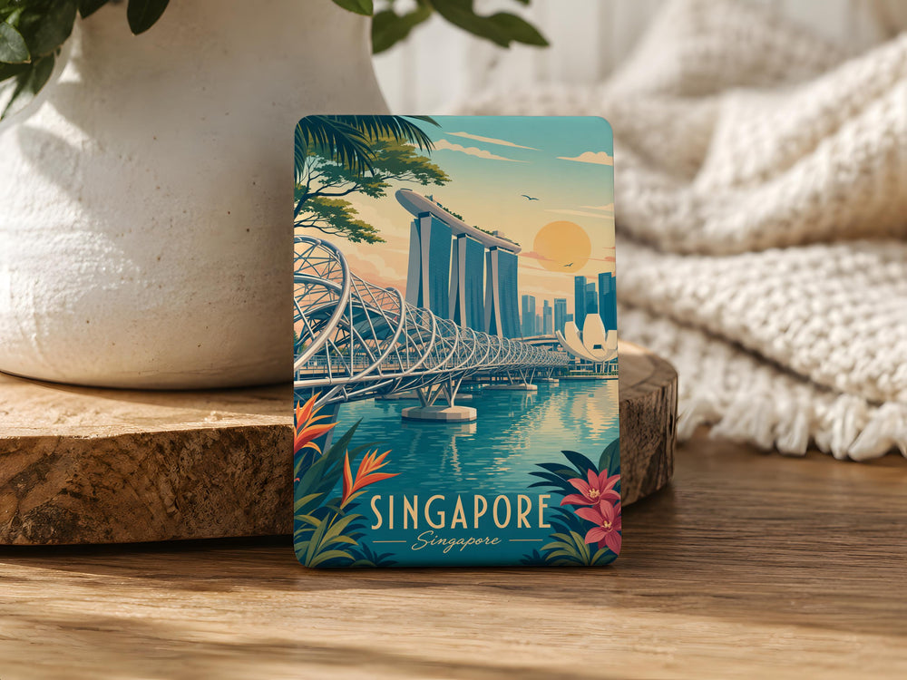 Helix Bridge Singapore Fridge Magnet, Singapore Landmark Souvenir Magnet, Marina Bay Travel Gift Magnet