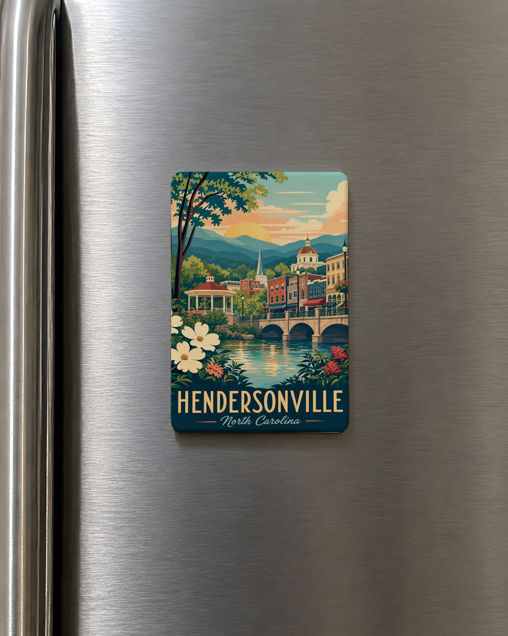Hendersonville NC Fridge Magnet, Hendersonville North Carolina Souvenir Magnet, Blue Ridge Mountains Travel Gift