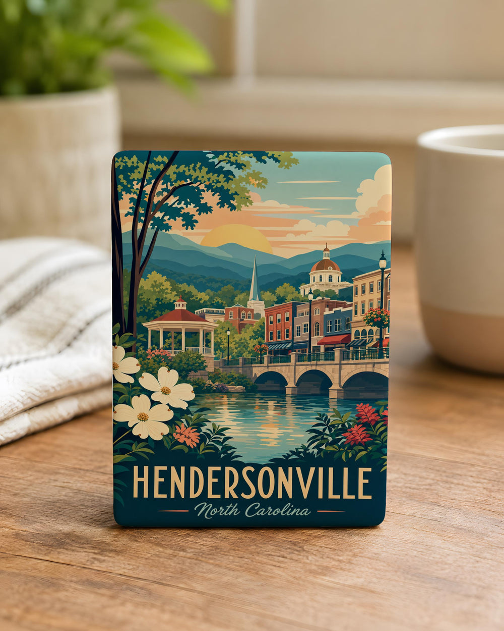 Hendersonville NC Fridge Magnet, Hendersonville North Carolina Souvenir Magnet, Blue Ridge Mountains Travel Gift