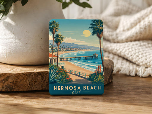 Hermosa Beach CA Fridge Magnet, Hermosa Beach California Souvenir Magnet, Beach Town Coastal Travel Keepsake Magnet