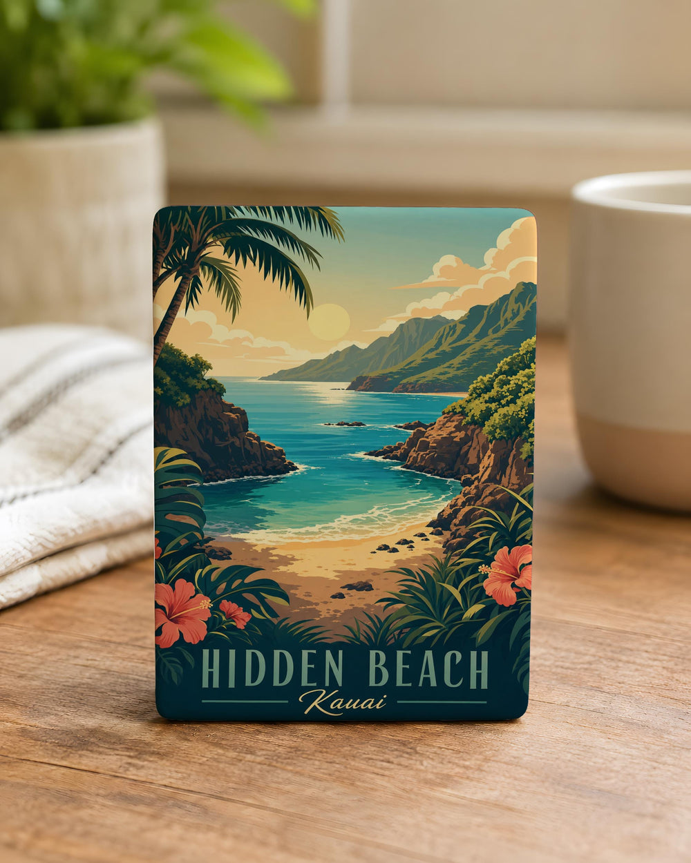 Hidden Beach Kauai Fridge Magnet, Hawaii Tropical Beach Cove Souvenir Magnet, Kauai Island Coastal Vacation Keepsake Magnet
