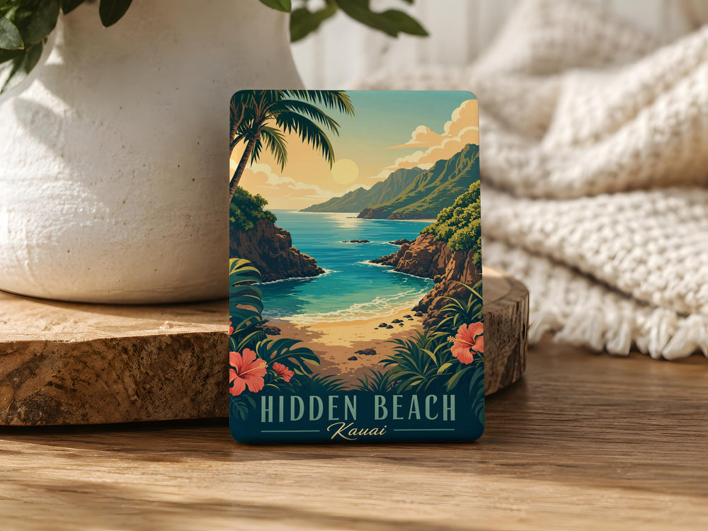 Hidden Beach Kauai Fridge Magnet, Hawaii Tropical Beach Cove Souvenir Magnet, Kauai Island Coastal Vacation Keepsake Magnet