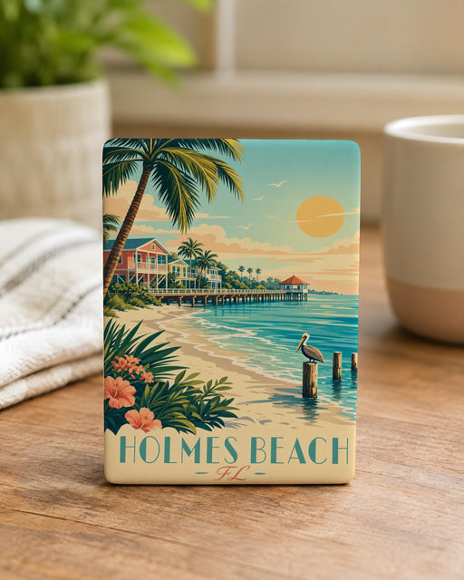 Holmes Beach FL Fridge Magnet, Florida Beach Souvenir Magnet, Anna Maria Island Travel Gift, Coastal Vacation Keepsake Magnet