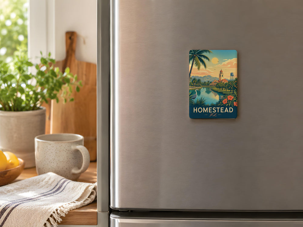Homestead Florida Fridge Magnet, Homestead FL Souvenir Magnet, Miami-Dade County Travel Gift, Florida City Landmark Magnet