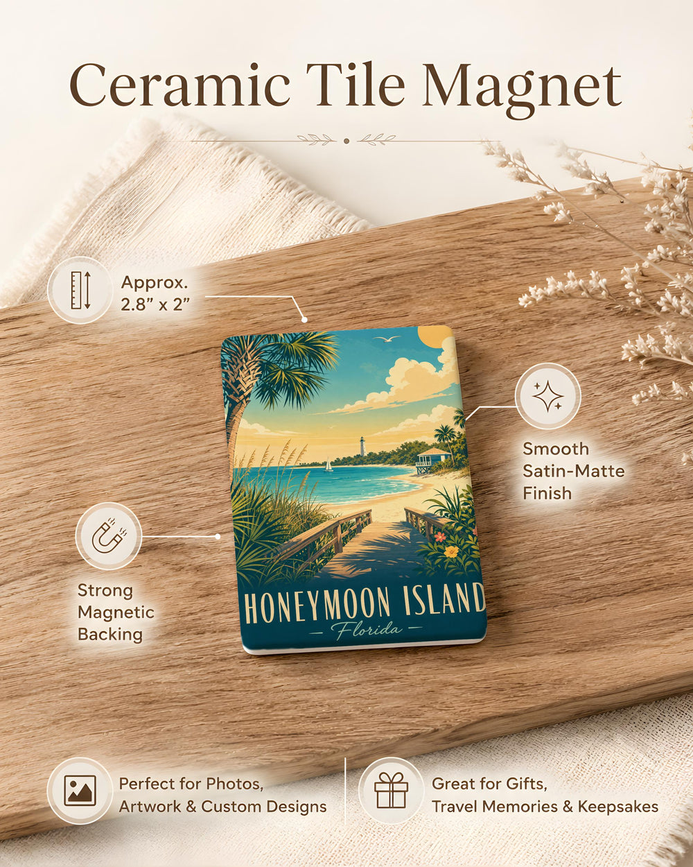 Honeymoon Island Florida Fridge Magnet, Honeymoon Island FL Souvenir Magnet, Beach Island Travel Gift, Vacation Keepsake Magnet