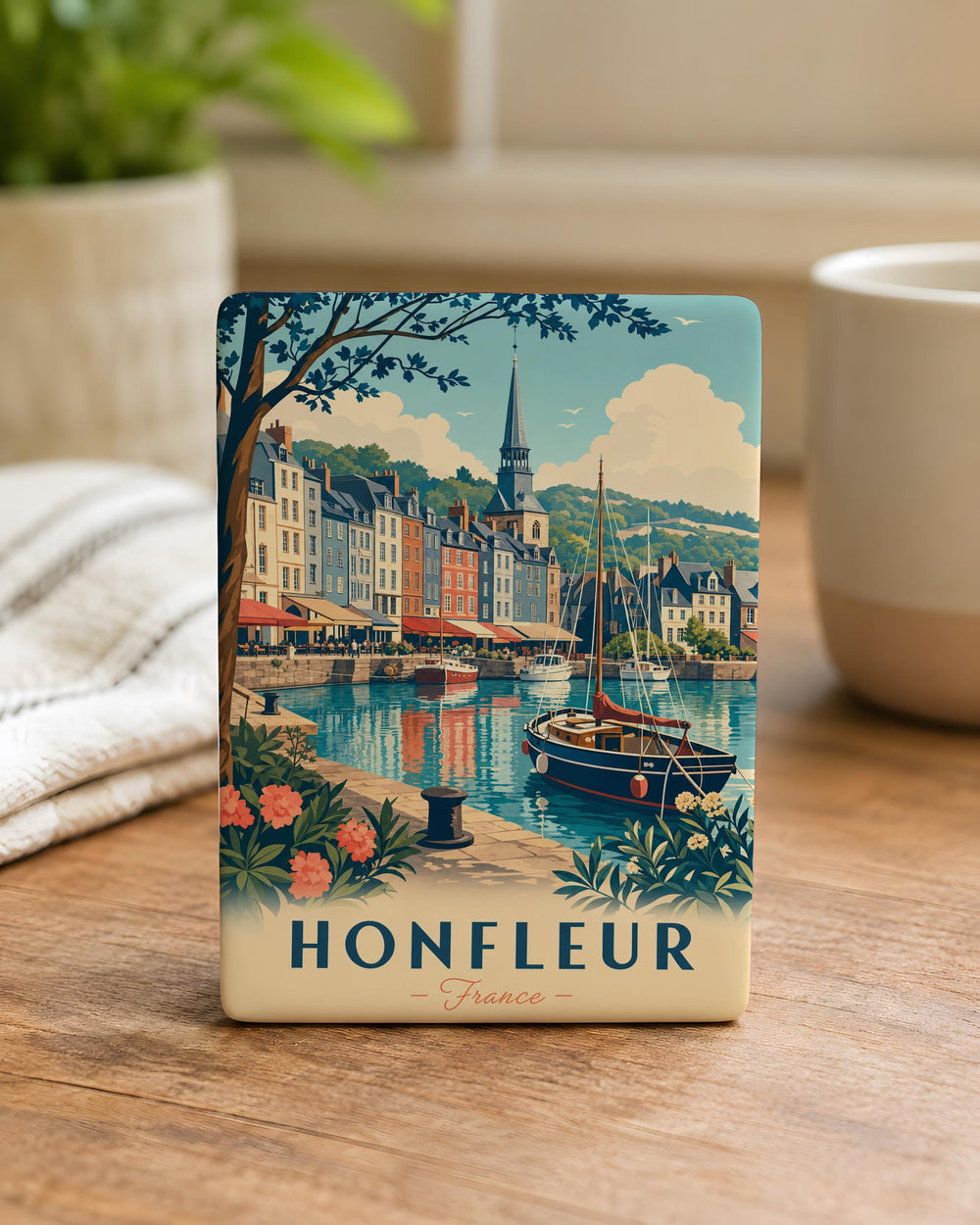 Honfleur France Fridge Magnet, Honfleur Harbor Souvenir Magnet, Normandy Coastal Town Travel Keepsake Magnet