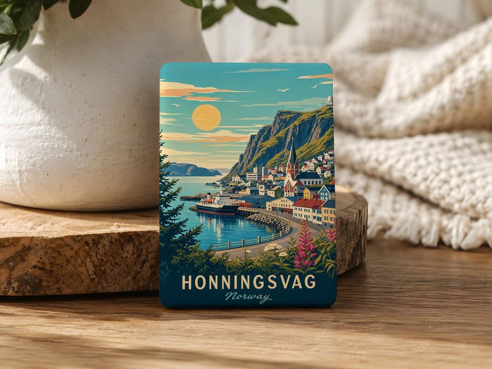 Honningsvåg Norway Fridge Magnet, Honningsvåg Souvenir Magnet, Norway Travel Magnet, Nordkapp Gateway Keepsake Magnet