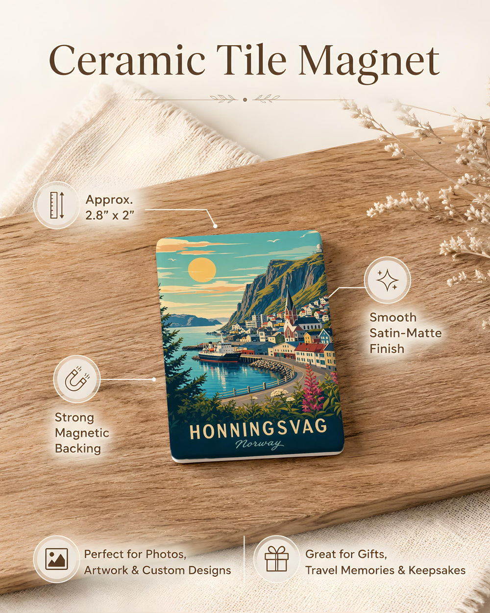 Honningsvåg Norway Fridge Magnet, Honningsvåg Souvenir Magnet, Norway Travel Magnet, Nordkapp Gateway Keepsake Magnet