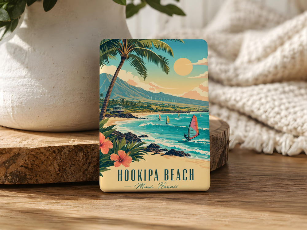Hookipa Beach Fridge Magnet, Maui Hawaii Coastal Surf Spot Souvenir, Ocean Beach Travel Gift Magnet