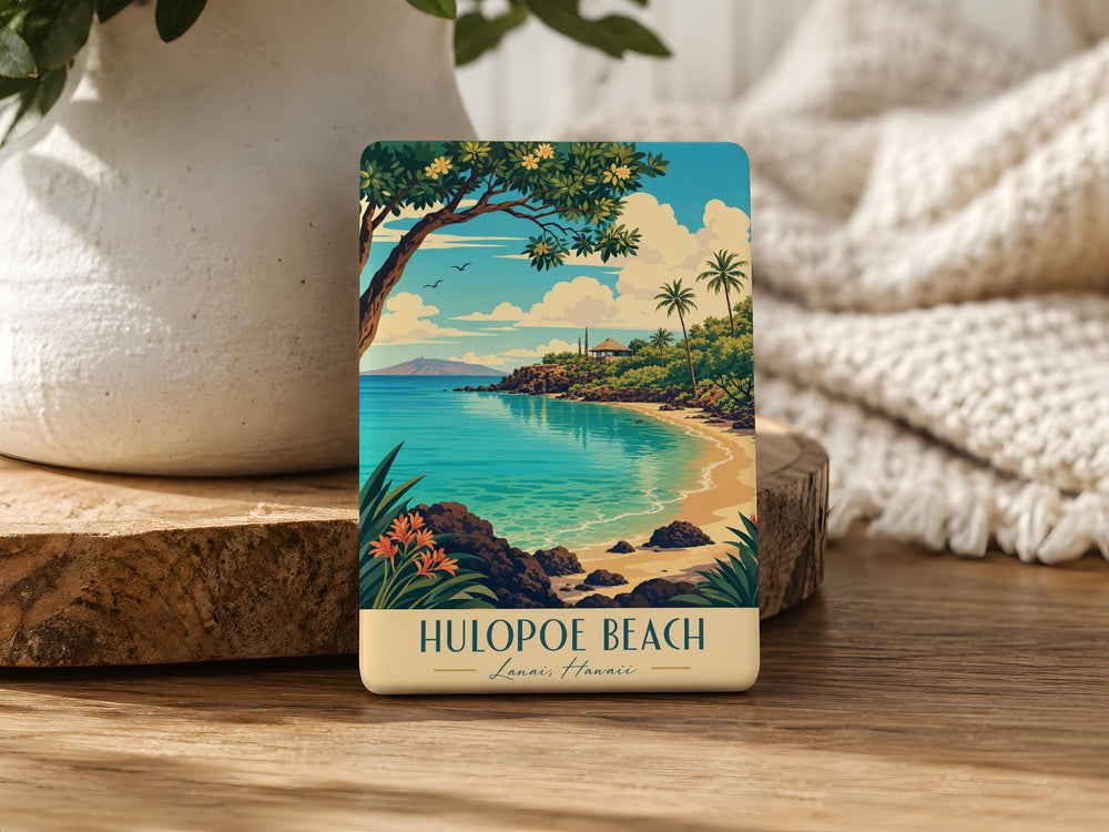 Hulopoe Beach Fridge Magnet, Lanai Hawaii Coastal Shoreline Souvenir, Beach Lover Gift, Island Vacation Keepsake