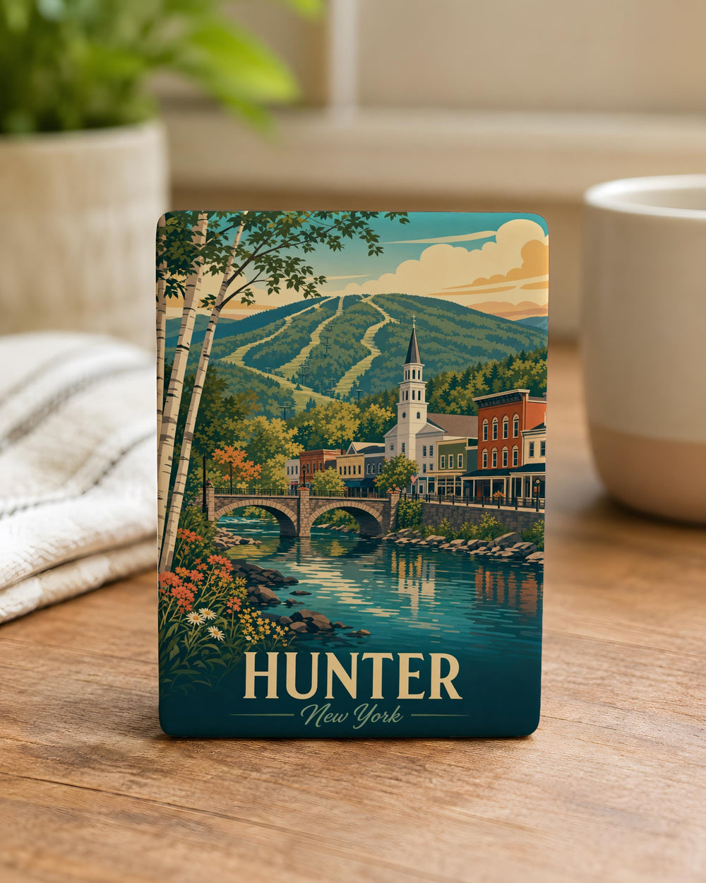 Hunter NY Fridge Magnet, Hunter New York Souvenir Magnet, Catskills Mountain Town Travel Keepsake Magnet