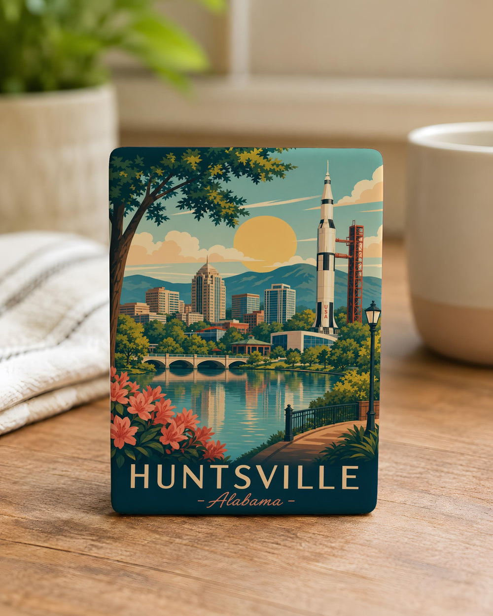 Huntsville Alabama Fridge Magnet, Rocket City Souvenir Magnet, Space & NASA Themed Alabama Travel Keepsake Magnet