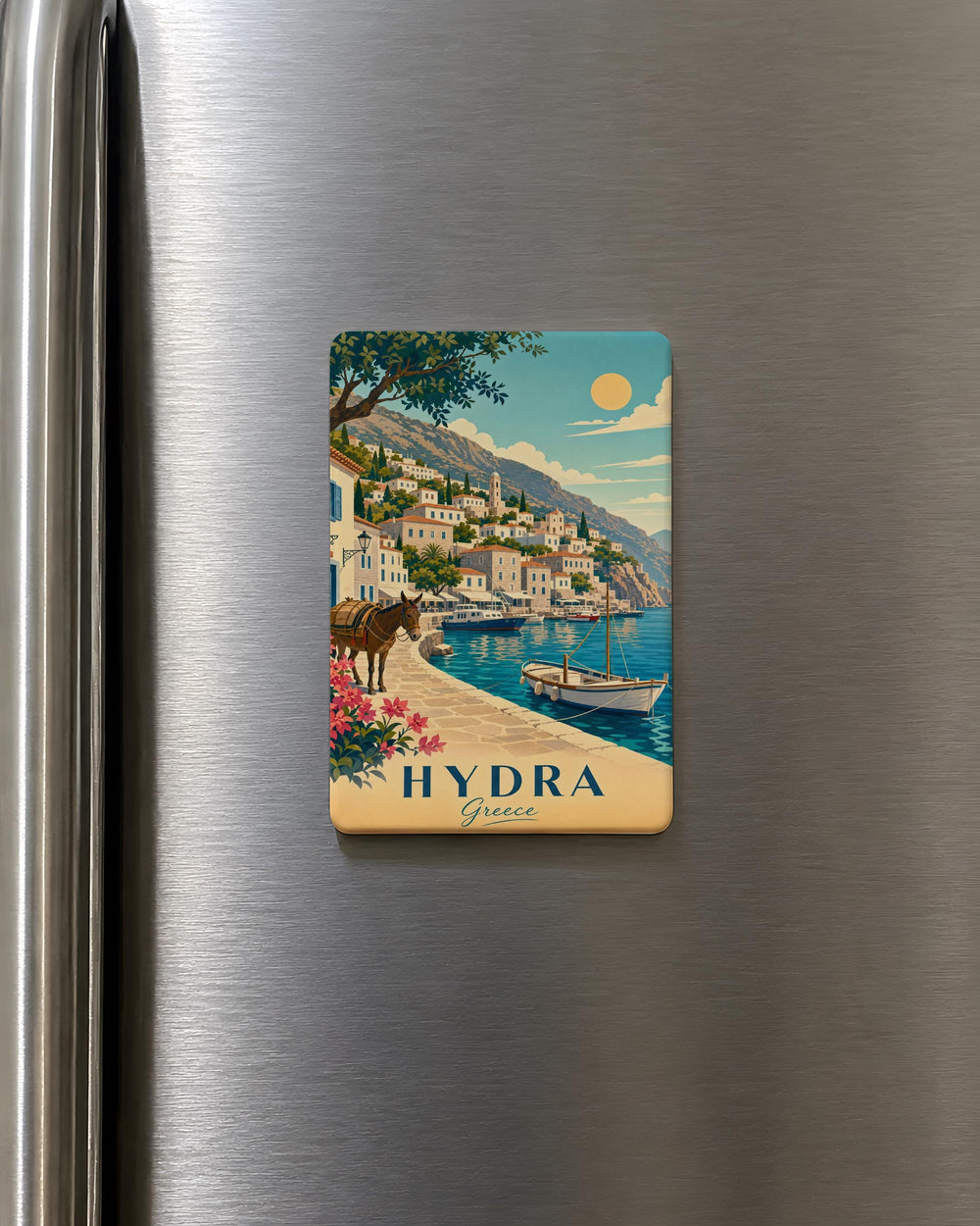 Hydra Greece Fridge Magnet, Hydra Island Souvenir Magnet, Greek Island Travel Gift, Aegean Sea Vacation Keepsake Magnet