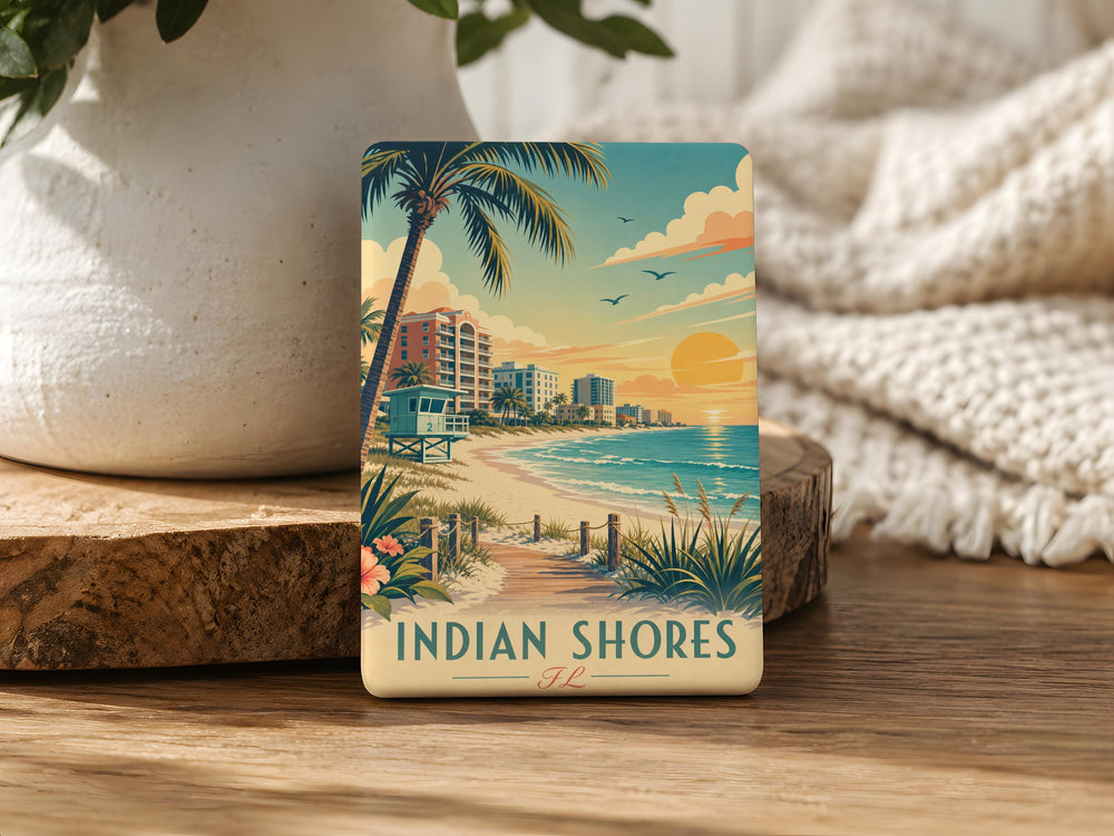 Indian Shores Florida Fridge Magnet, Indian Shores FL Souvenir Magnet, Beach Town Vacation Travel Keepsake Gift