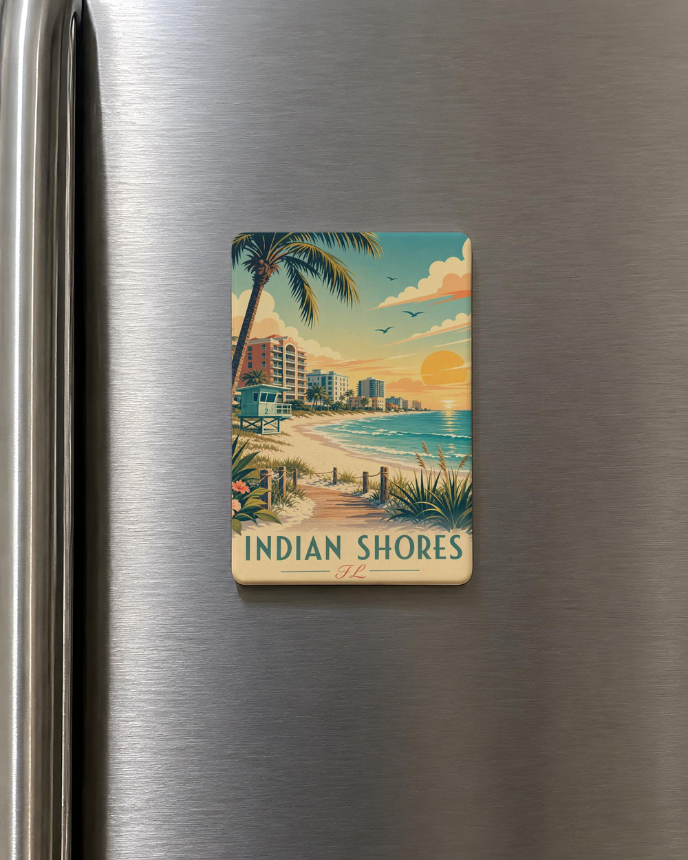 Indian Shores Florida Fridge Magnet, Indian Shores FL Souvenir Magnet, Beach Town Vacation Travel Keepsake Gift