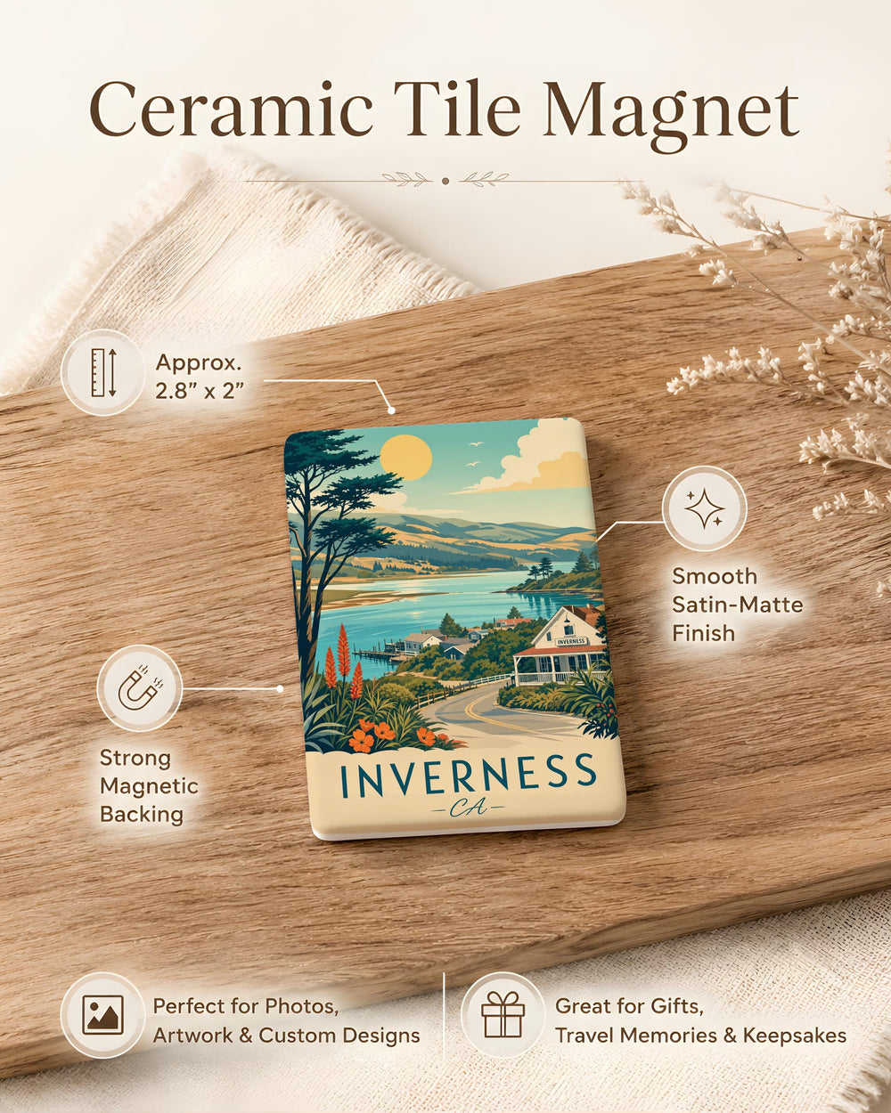 Inverness CA Fridge Magnet, Inverness California Souvenir, Point Reyes National Seashore Travel Keepsake Magnet