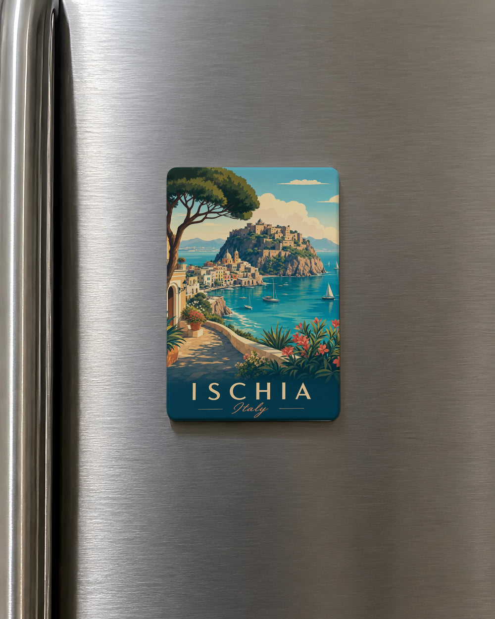 Ischia Italy Fridge Magnet, Ischia Island Souvenir Magnet, Italy Travel Gift, Mediterranean Island Keepsake, Vacation Memory Magnet