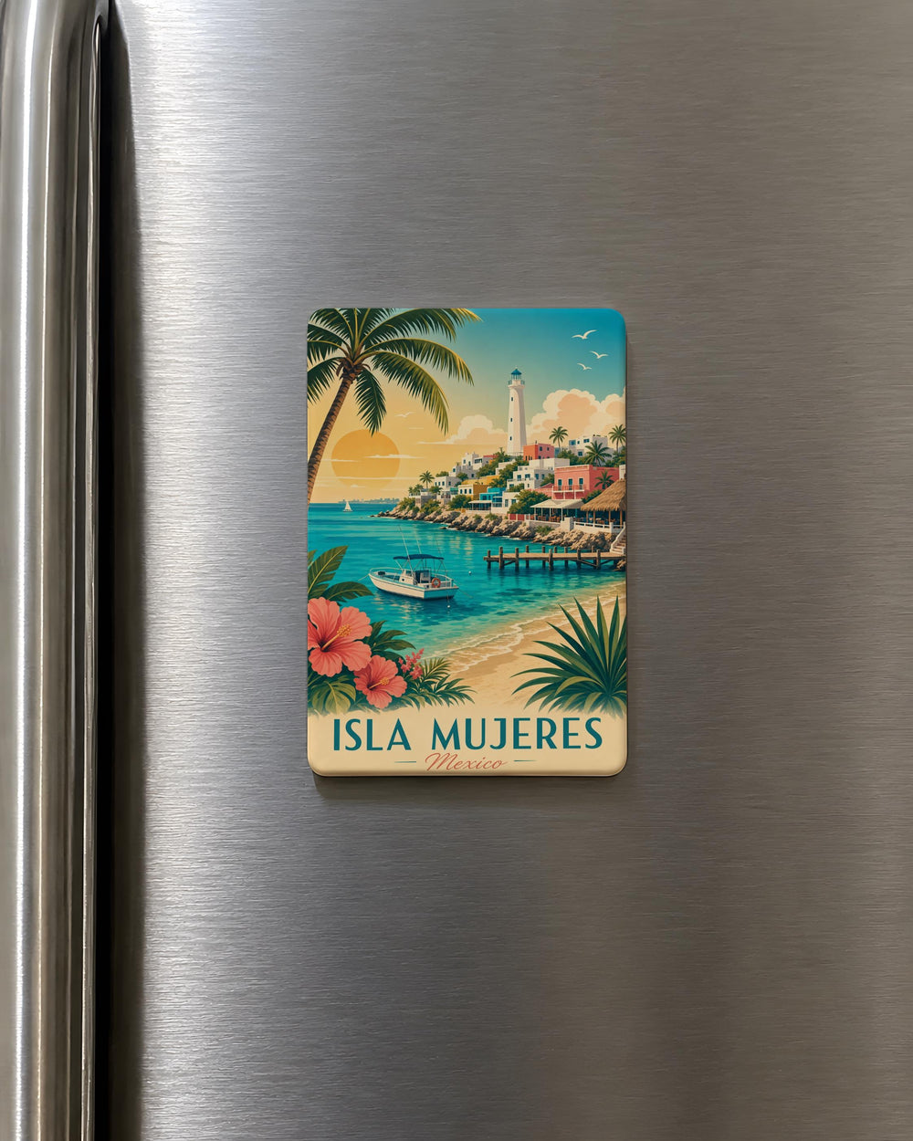 Isla Mujeres Mexico Fridge Magnet, Isla Mujeres Souvenir Magnet, Mexico Travel Gift, Caribbean Island Keepsake Magnet