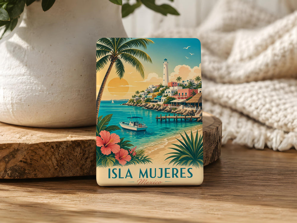 Isla Mujeres Mexico Fridge Magnet, Isla Mujeres Souvenir Magnet, Mexico Travel Gift, Caribbean Island Keepsake Magnet